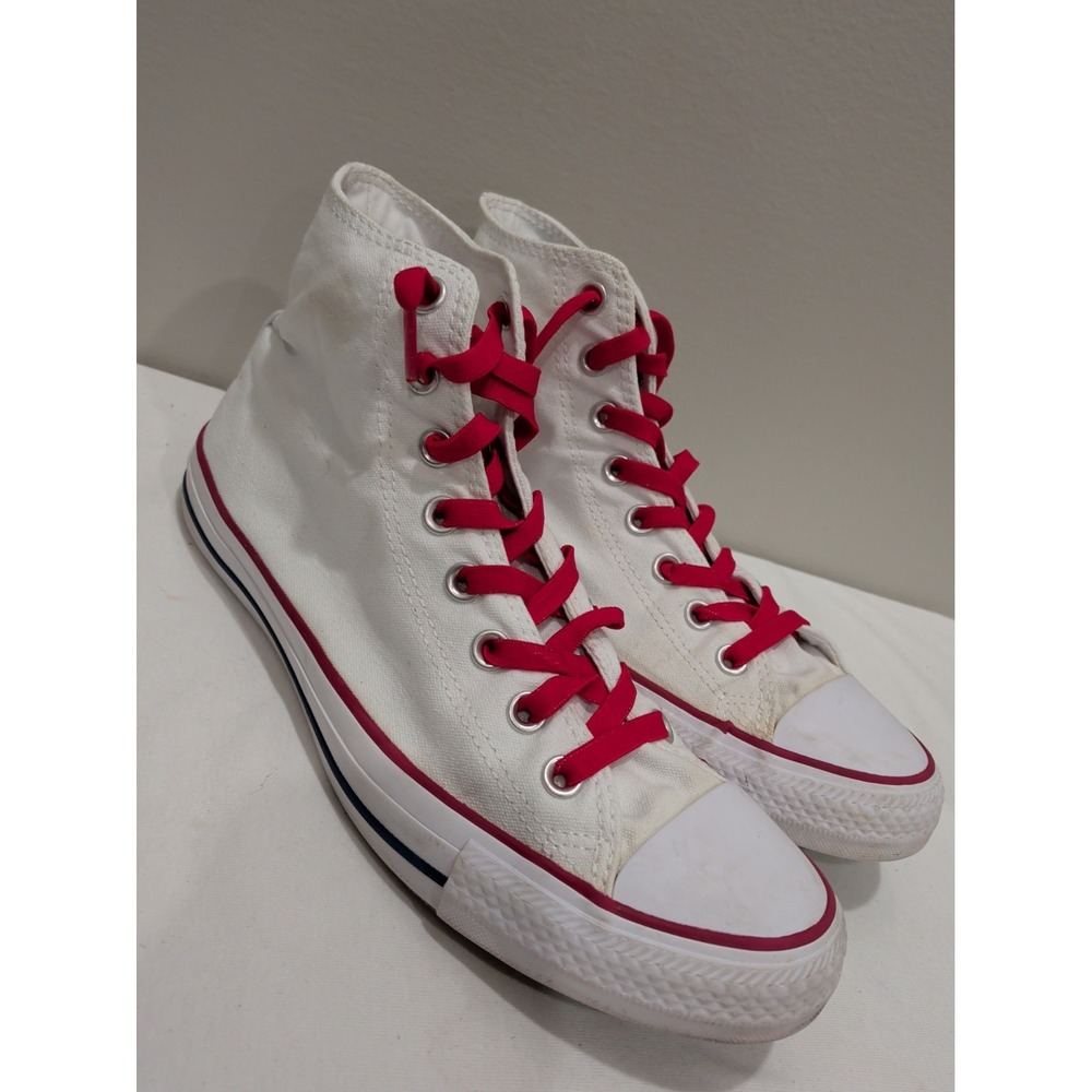 Converse All Star Chuck Taylor Hi Top Mens 8 (Wo's 10) White And Red Sneakers